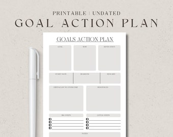 Goal Action Plan Printable | Productivity Planner | Printable Planner Inserts | Fillable Planner | US Letter, A4 & A5 PDF Instant Download