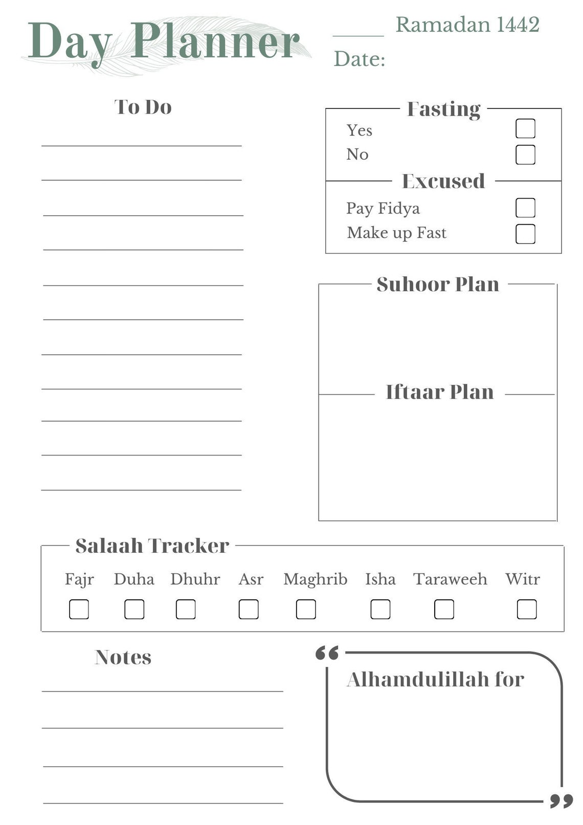 Ramadan Day Planner Printable A4 PDF format | Etsy