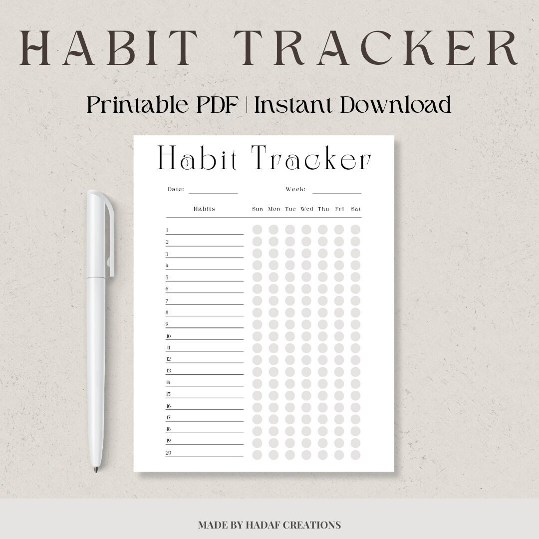 Weekly Habit Tracker Printable Habit Tracker Template Routine Tracker 7 ...
