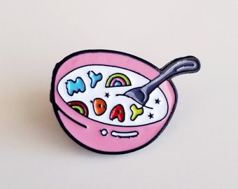 My Day Soup Enamel Pin, Cute food Lapel Pin, Breakfast Enamel Pins, Rainbow Soup, food lover gifts, Food Lapel Pin Badge, gift for her. pin