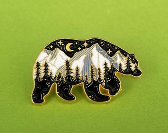 Bear Trees Enamel Pins, Bear Enamel Pin, Bear Lovers Lapel Pins, Outdoor Hiking, Brooch Badge Trees Enamel Pin,  Pin, Bear Enamel Pins, Bear