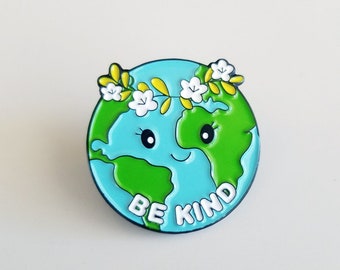 Be Kind Earth Pin, Pins Globe Enamel Pin l Earth Pin Badge | Planet Enamel Pin | Unique Enamel Pin | Globe Enamel Lapel Pin Backpack Earth