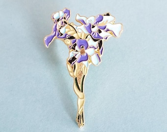 Iris Flower Enamel Pin, Flower Enamel Pins, Floral Lapel Pins, Iris Badge Pin, A Little Bundle of Flowers, Mothers Day Gift, Flower for Mom