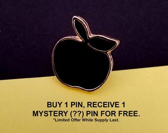 Black Apple Enamel Pin, apple pin cute, special Badge, apple enamel pin tiny Enamel Pin cute, Enamel Lapel Pin, funny Enamel Pin  Badge