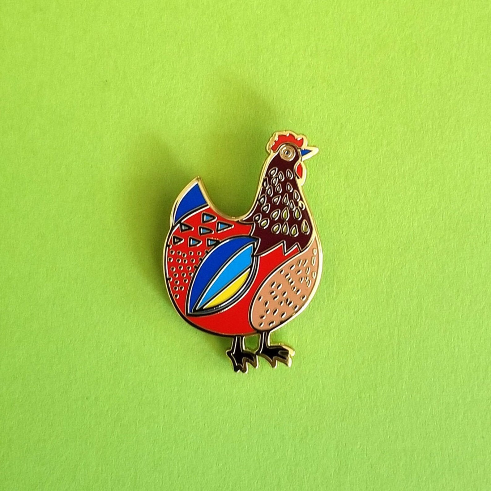 Beautiful Chicken Enamel Pin Colorful Chicken Enamel Pins Etsy