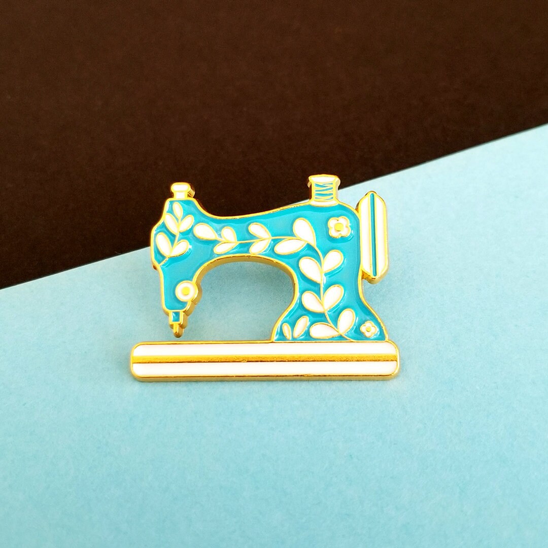 Sewing Machine Enamel Pin Sewing Machine Lapel Pin Floral Etsy