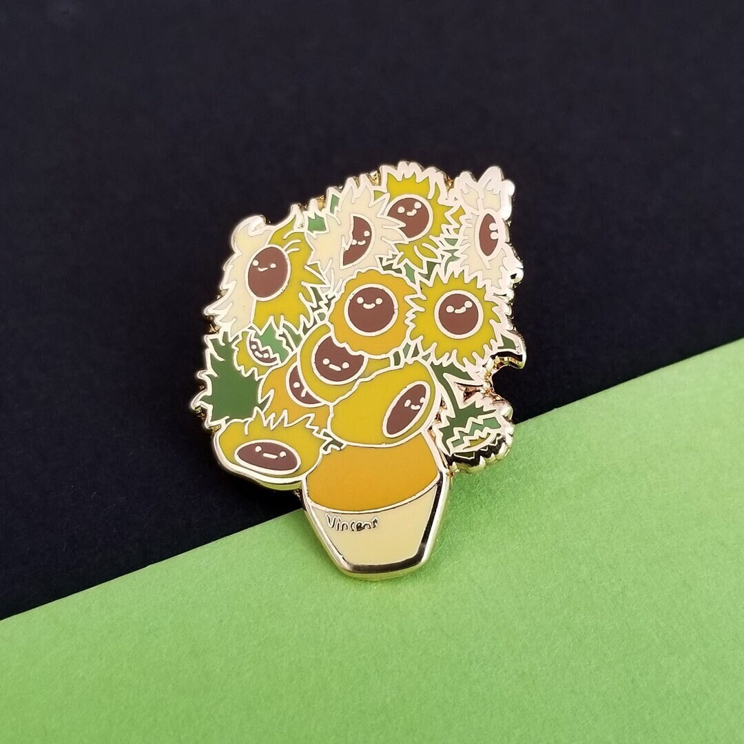 Sunflowers Lapel Pin Sunflowers Enamel Pins Smiley Etsy