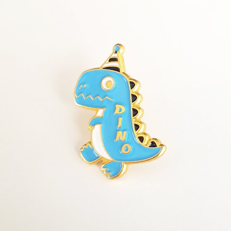 Party Dinosaur Enamel Pins Blue Dinosaur Lapel Pins Dino Etsy