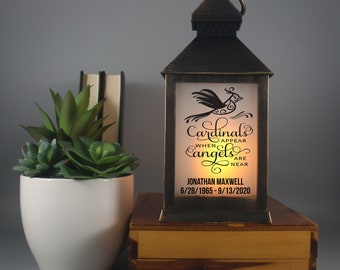 Personalized Memorial Lantern: Remembrance Gift with LED Candle