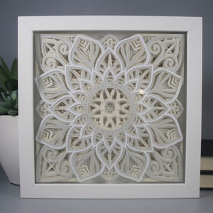 3D layered mandala, mandala wall art, flower mandala, framed mandala, framed mandala wall art, 3D layered paper art