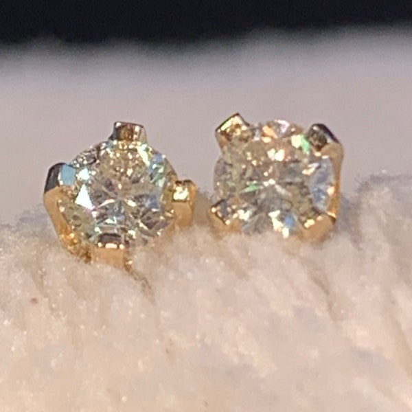 J Diamond Studs 14K Yellow Gold-Free Shipping USA