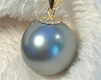 Silver/Gray Tahitian Pearl 14K Yellow Gold Necklace-Free Shipping