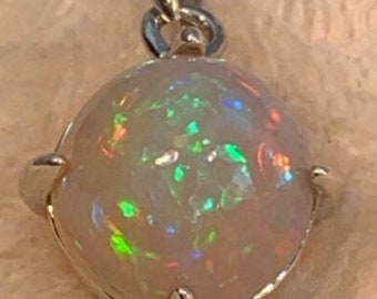 Ethiopian Welo Fire Opal Sterling Silver Pendant