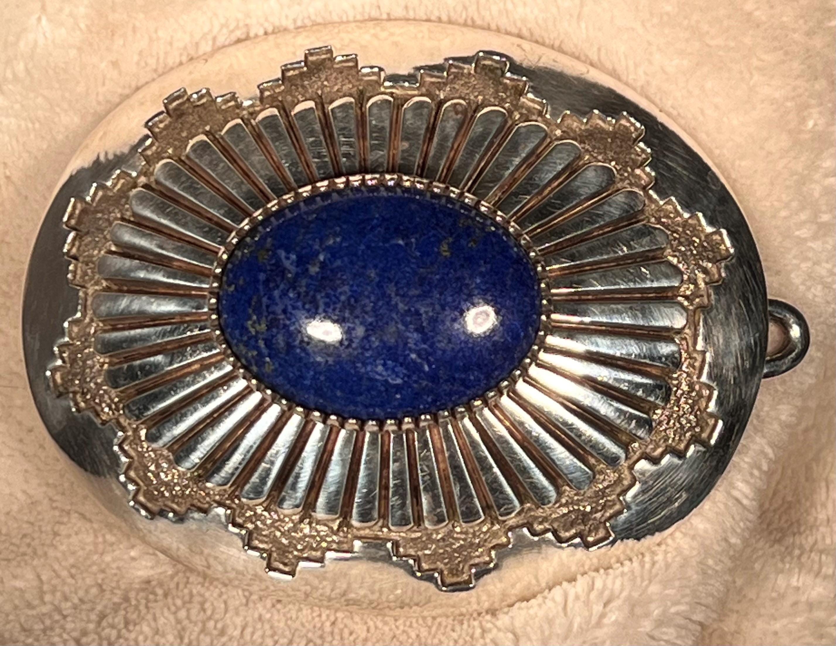 Vintage Tommy Jackson Navajo Lapis Lazuli Sterling Silver  display picture 3