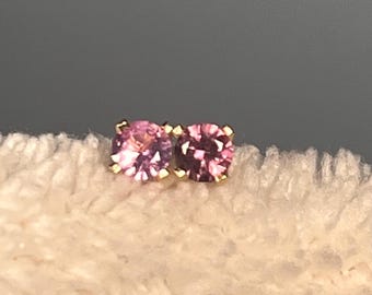 Rose Pink Spinel Stud Earrings FREE SHIPPING