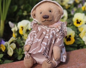 Oso de peluche hecho a mano / Juguete de artista coleccionable / Oso de peluche articulado / Regalo único para ella