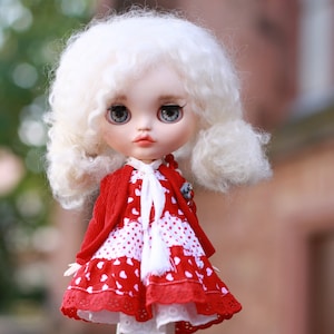 OOAK Blythe Custom TBL Doll: Blond Sheep Hair, Handmade Art Doll