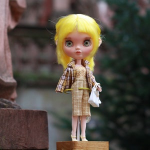Blythe Custom TBL doll with licca body, OOAK yellow hair dolls, gift for collector,  handmade personalized art doll, gift for her