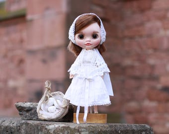 Blythe Custom OOAK TBL Doll – White skin, brown hair, sculpted face and ears, sleep eyes, unique Collector’s art doll, gift for her