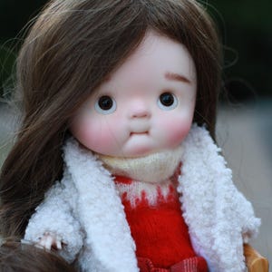 Q-Baby doll Custom, OOAK doll normal skin with wig brown hair, unique gift for collector, handmade personalized doll, gift for her