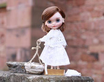 Blythe Custom OOAK TBL Doll – White skin, brown hair, sculpted face and ears, sleep eyes, unique Collector’s art doll, gift for her
