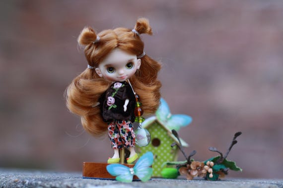 Bambi Inspired Custom Petite Blythe Doll OOAK – Handmade Art Doll, Woodland Style Collector Doll, Unique Gift