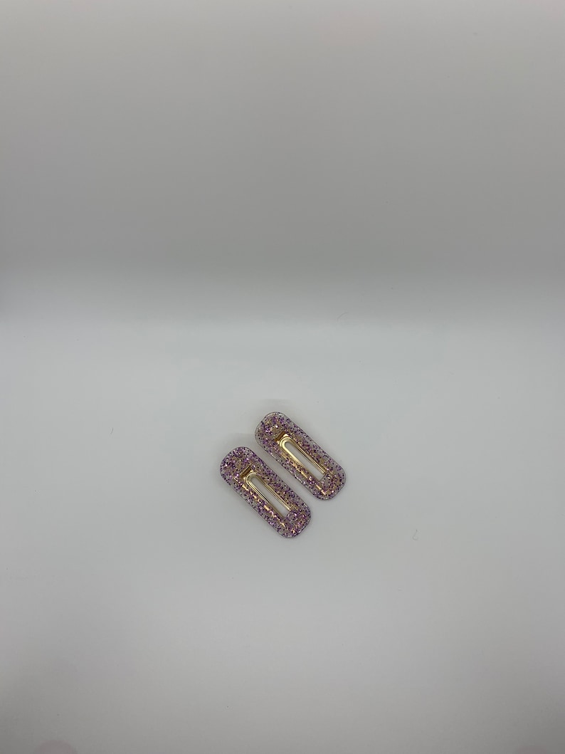 Big Glitter Rectangle Resin Barrettes Set of Two