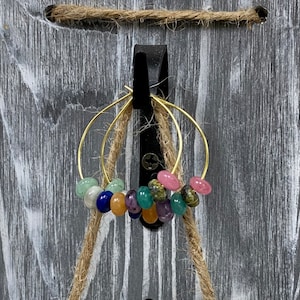Multi-Colored Polished Jasper Beads on Hoop Earrings