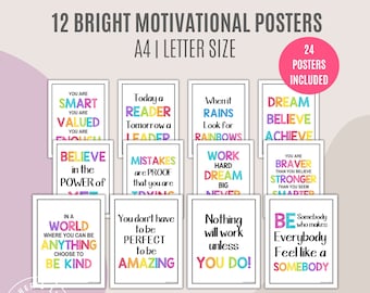 Motivational Classroom Posters | Growth Mindset Posters | Inspirational Quotes | Positive Affirmation Posters | Bright Classroom Resources