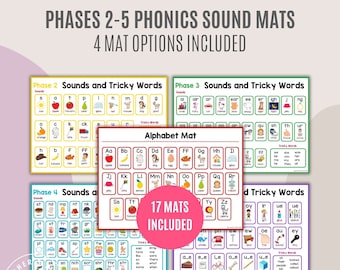Phonics Sound Mats | Phase 2, 3, 4, 5 Phonics Chart | Alphabet Mat | Letter Recognition | Elementary, Kindergarten and Homeschool Resources