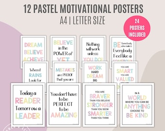 Motivational Classroom Posters | Growth Mindset Posters | Inspirational Quotes | Positive Affirmation Posters | Pastel Classroom Resources