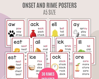 Onset and Rime Posters | Rhyming Words | Educational Resources | Homeschool Posters | ESL Posters | Learning English | Elementary Resources