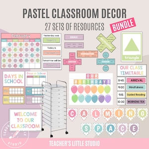 Pastel Classroom Decor BUNDLE | Calming Classroom Decor | Printable Resources | Editable Classroom Resources | Instant Download