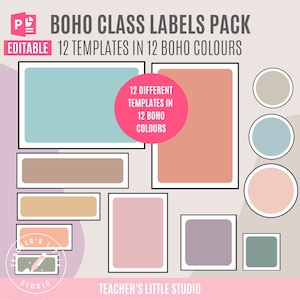 Boho Classroom Labels | Editable Class Labels Pack | Name Tags | Class Supply labels | Boho Classroom Decor | Printable Class Labels