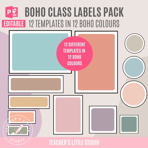 Boho Classroom Labels | Editable Class Labels Pack | Name Tags | Class Supply labels | Boho Classroom Decor | Printable Class Labels