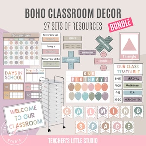 Boho Classroom Decor BUNDLE | Calming Classroom Decor | Printable Resources | Editable Classroom Resources | Instant Download
