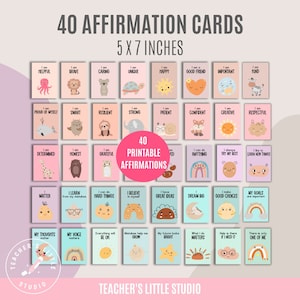 Carte di affermazione stampabili per bambini/Carte motivazionali pastello/Poster di classe/Pastello stampabile/Arredamento della classe/Download istantaneo