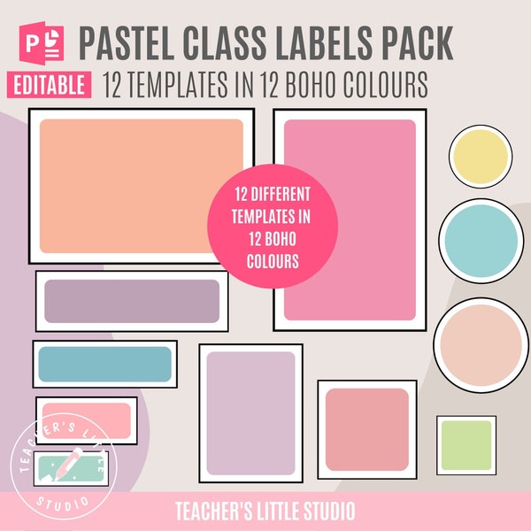 Pastel Classroom Labels | Editable Class Labels Pack | Name Tags | Class Supply labels | Pastel Classroom Decor | Printable Class Labels