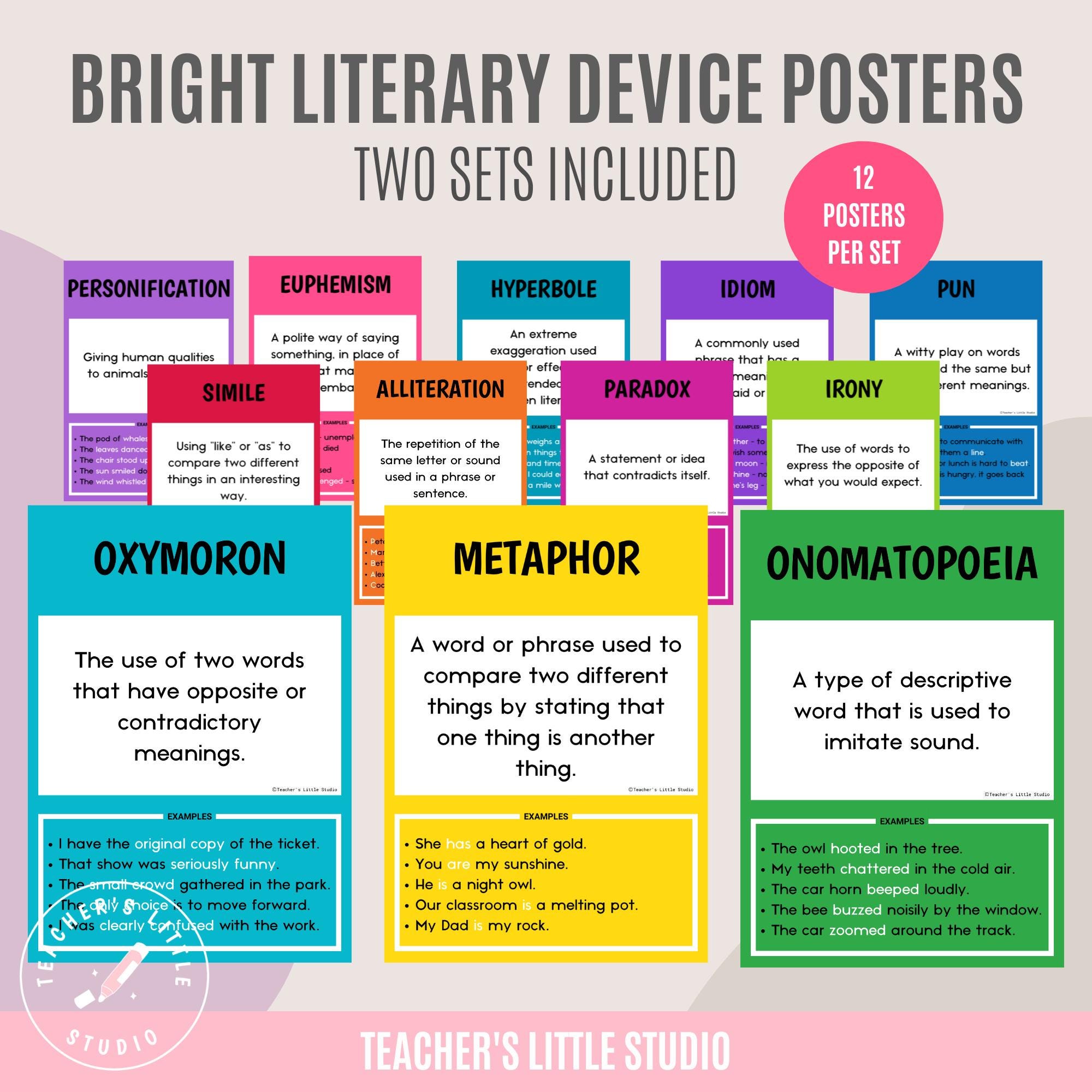 Literary Devices Posters | Figurative Language Set | English