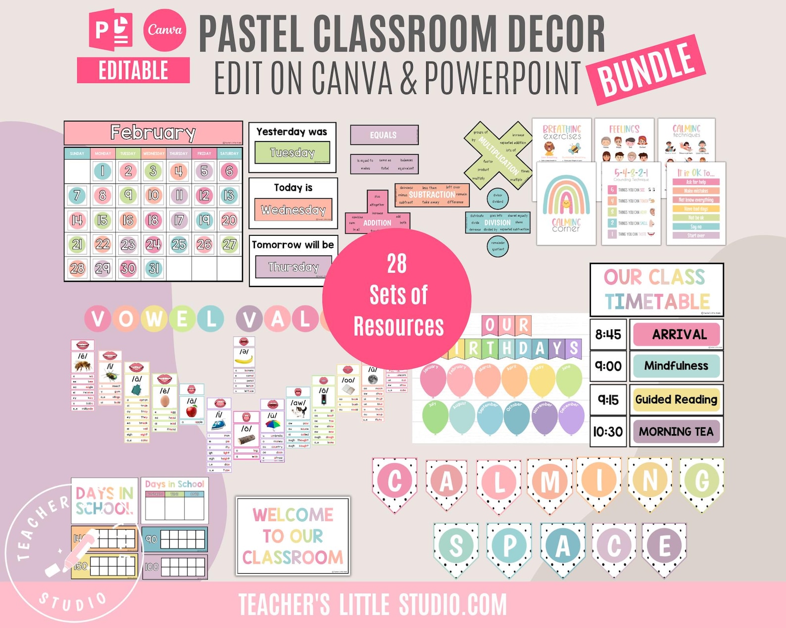 Pastel Classroom Decor BUNDLE | Calming Classroom Decor | Printable and ...