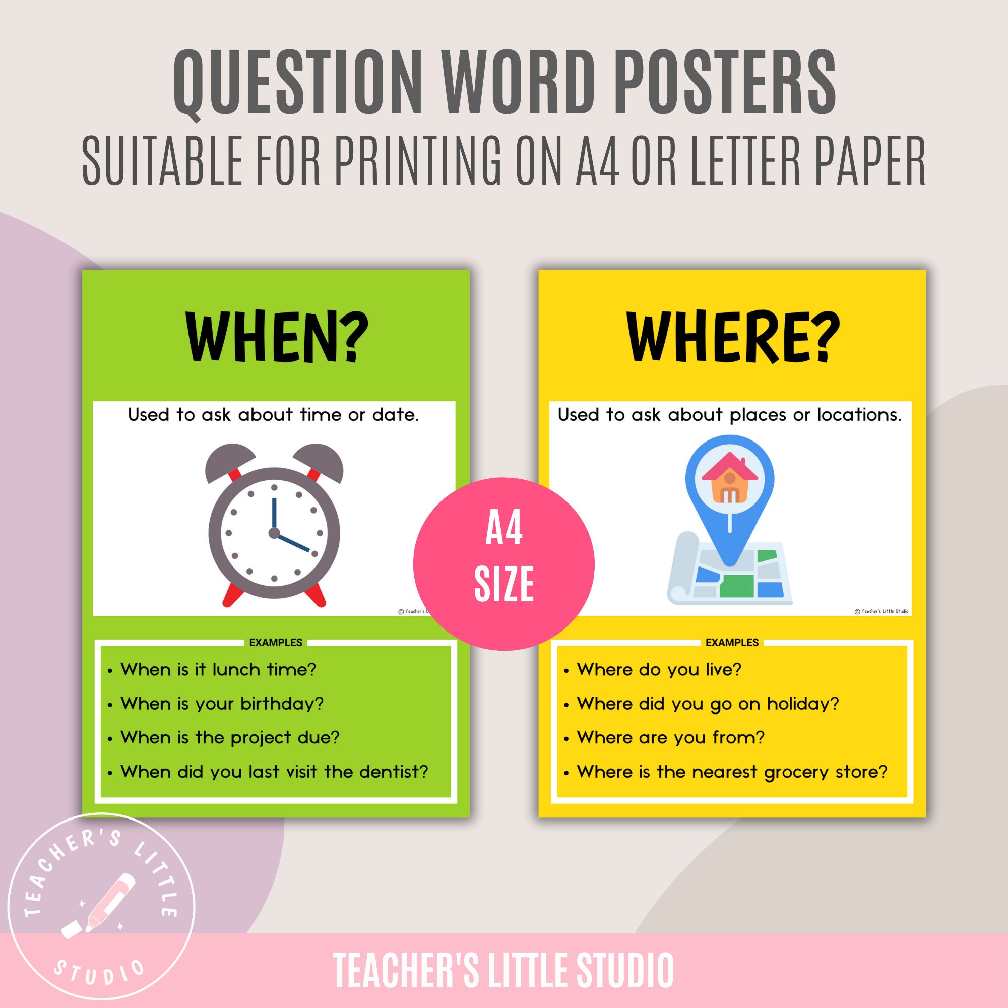 Question Word Poster Set | WH Question Visual Aids | ESL Grammar ...