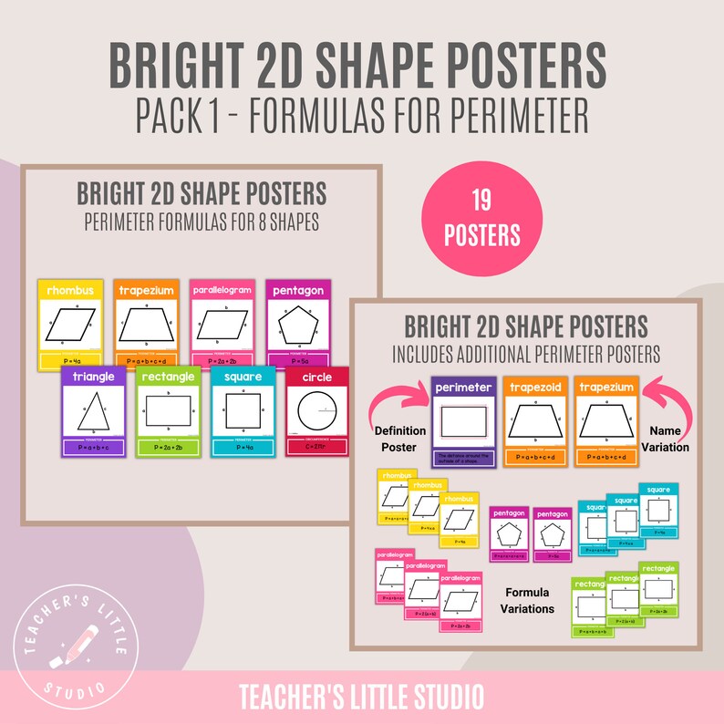 2D & 3D Shape Poster Bundle 4 Pack Shape Poster Sets With - Etsy