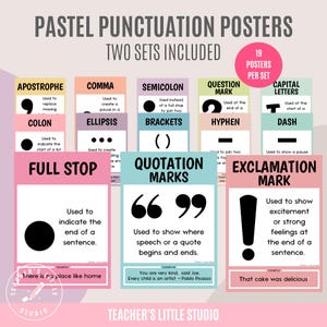 Pastell Satzzeichen Poster | Lernposter | Englische Poster | Beruhigendes Klassenzimmer Dekor | Hausschule Dekor | Pastellfarben für Klassenzimmer