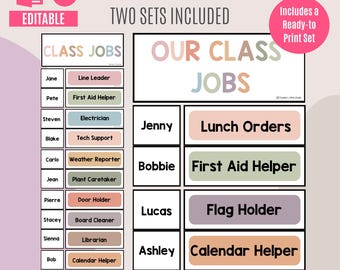 Boho Klassenzimmer Stellenanzeige | Bearbeitbar Power Point und Canva | Druckfertig | Name Kartenvorlagen | Klasse Leitung | Klasse Stellenanzeige