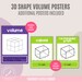 3D Shape Poster Bundle 2 Pack | Shape Poster Sets With Formulas for ...