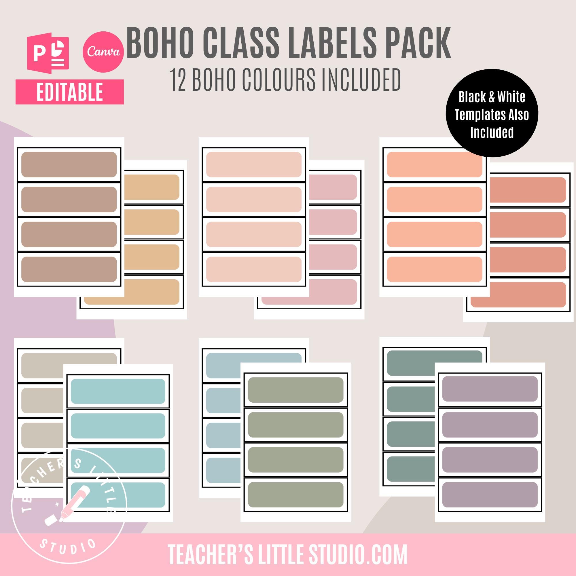 Boho Classroom Labels | Editable in Canva and Powerpoint | Name Tags ...