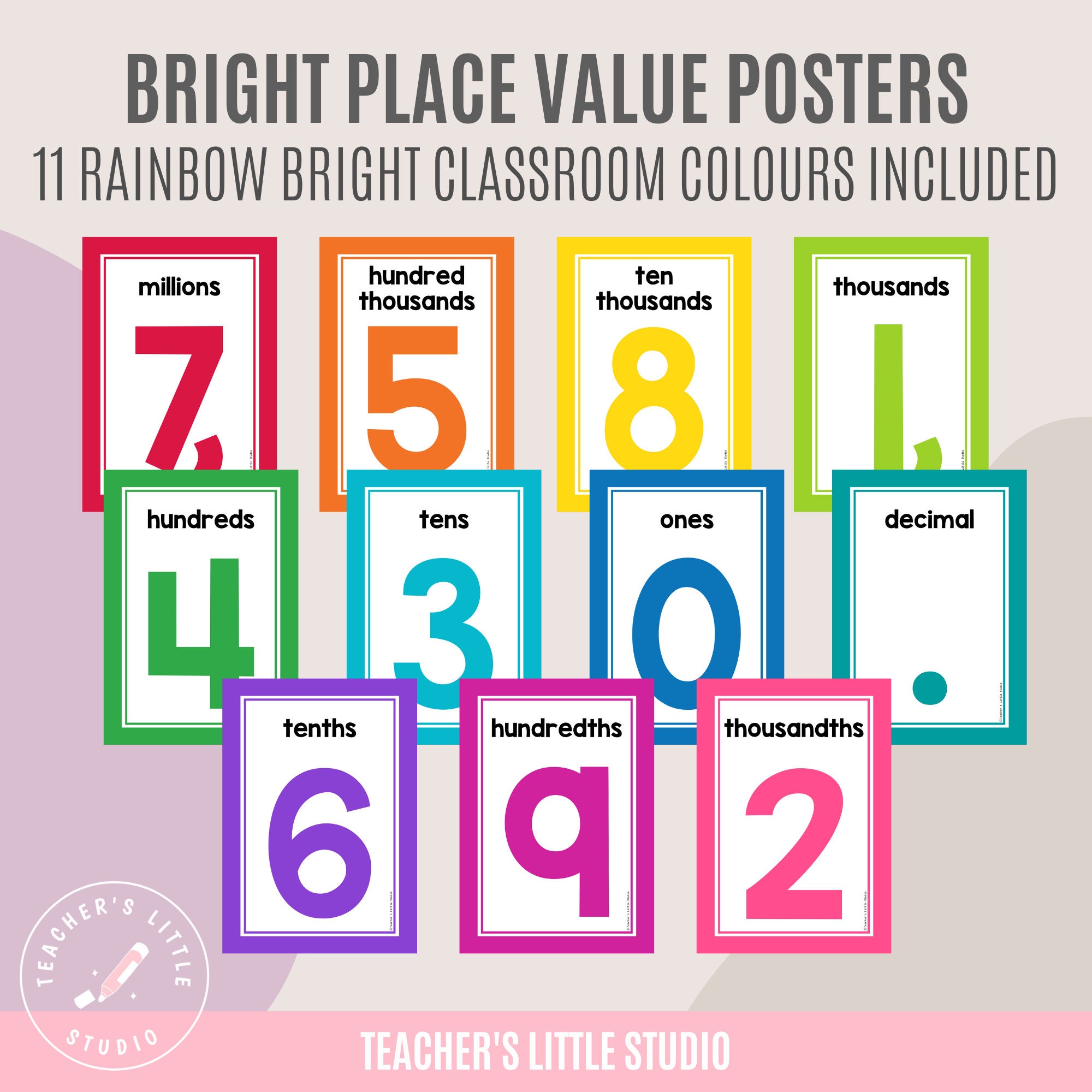 Place Value Posters | Bright Rainbow Classroom Decor | Number Wall ...