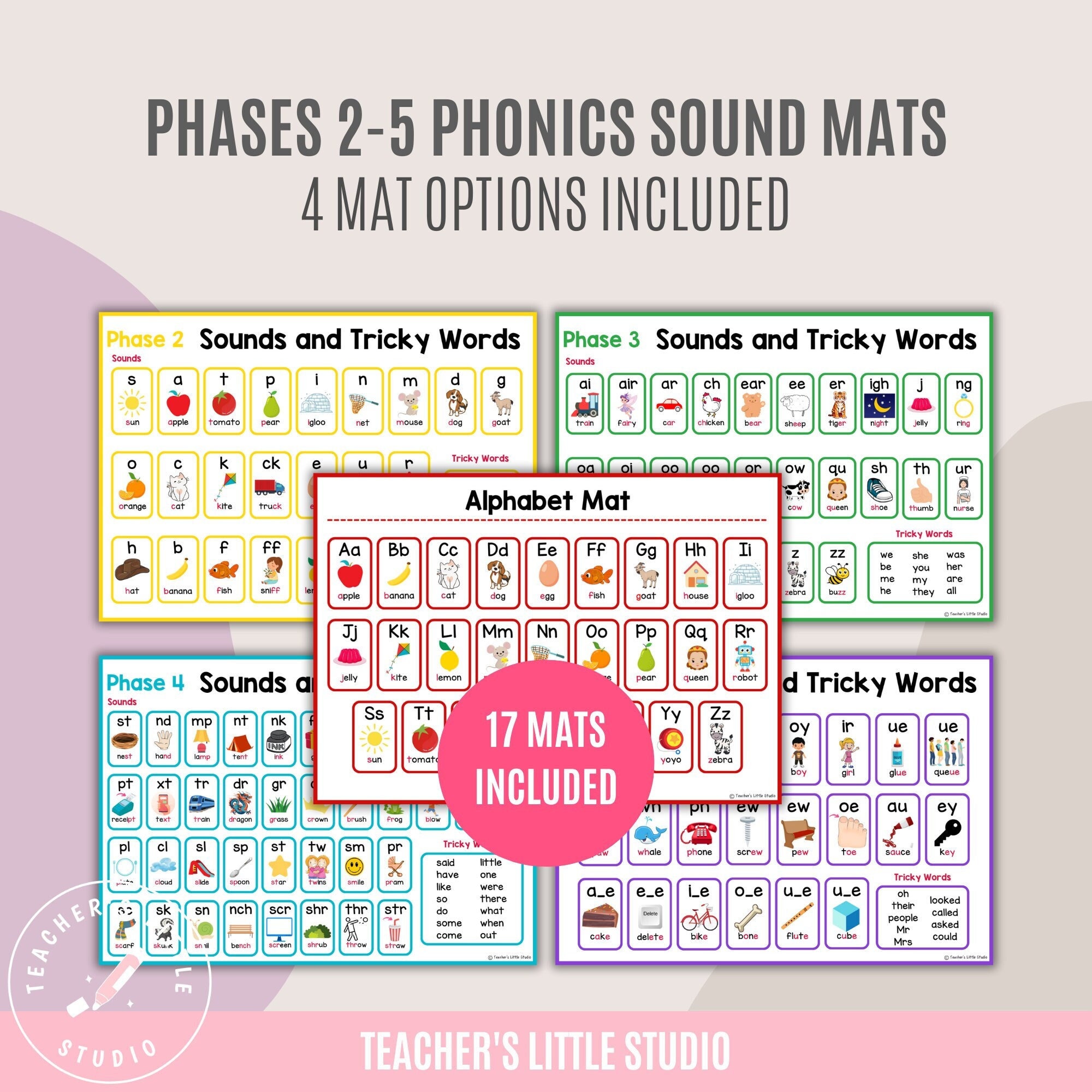 Phonics Program Sound Mat Phonics Sound Mats | Phase 2, 3, 4, 5 Phonics Chart | Alphabet Mat ...
