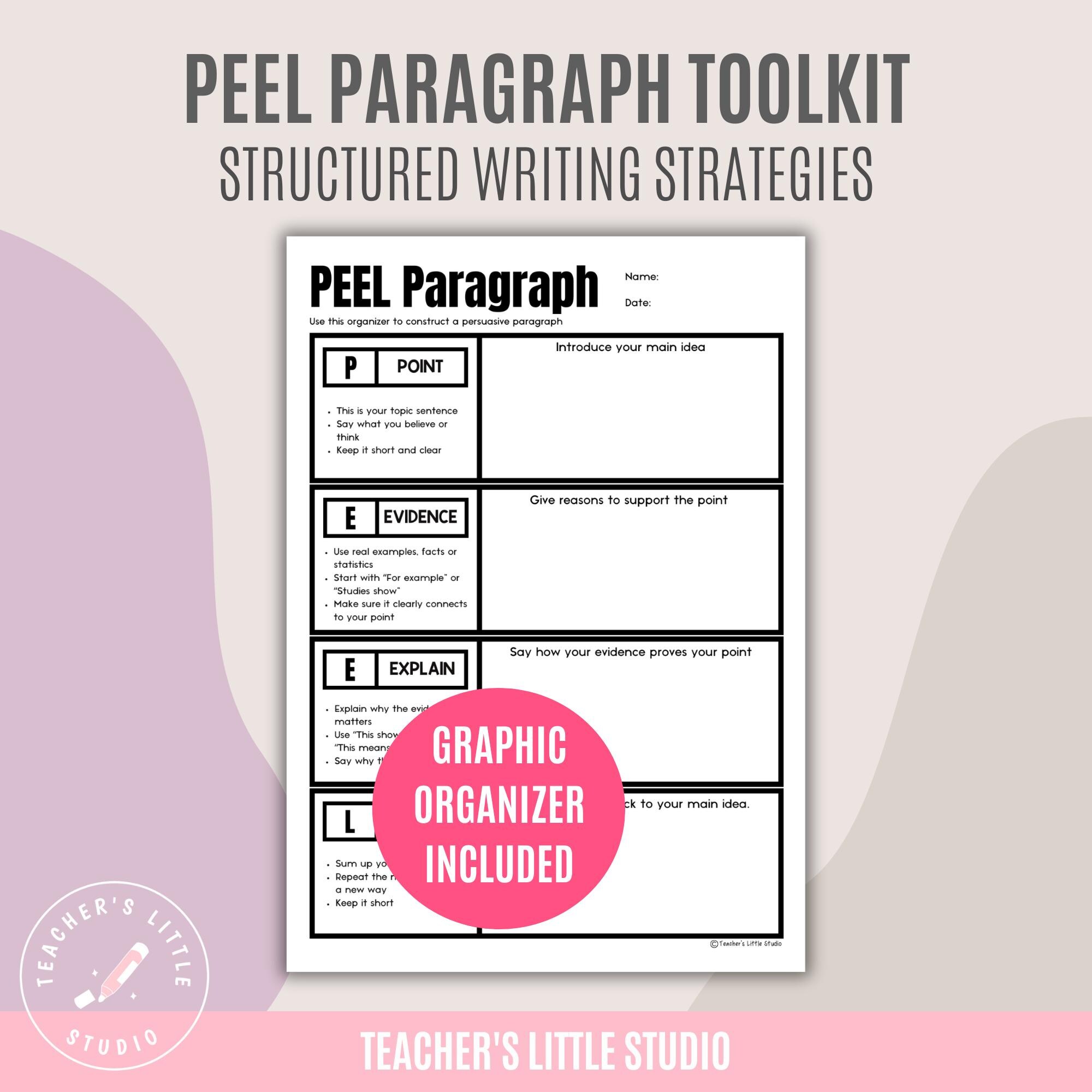 PEEL Paragraph Writing Toolkit | Graphic Organizer | Example Poster ...