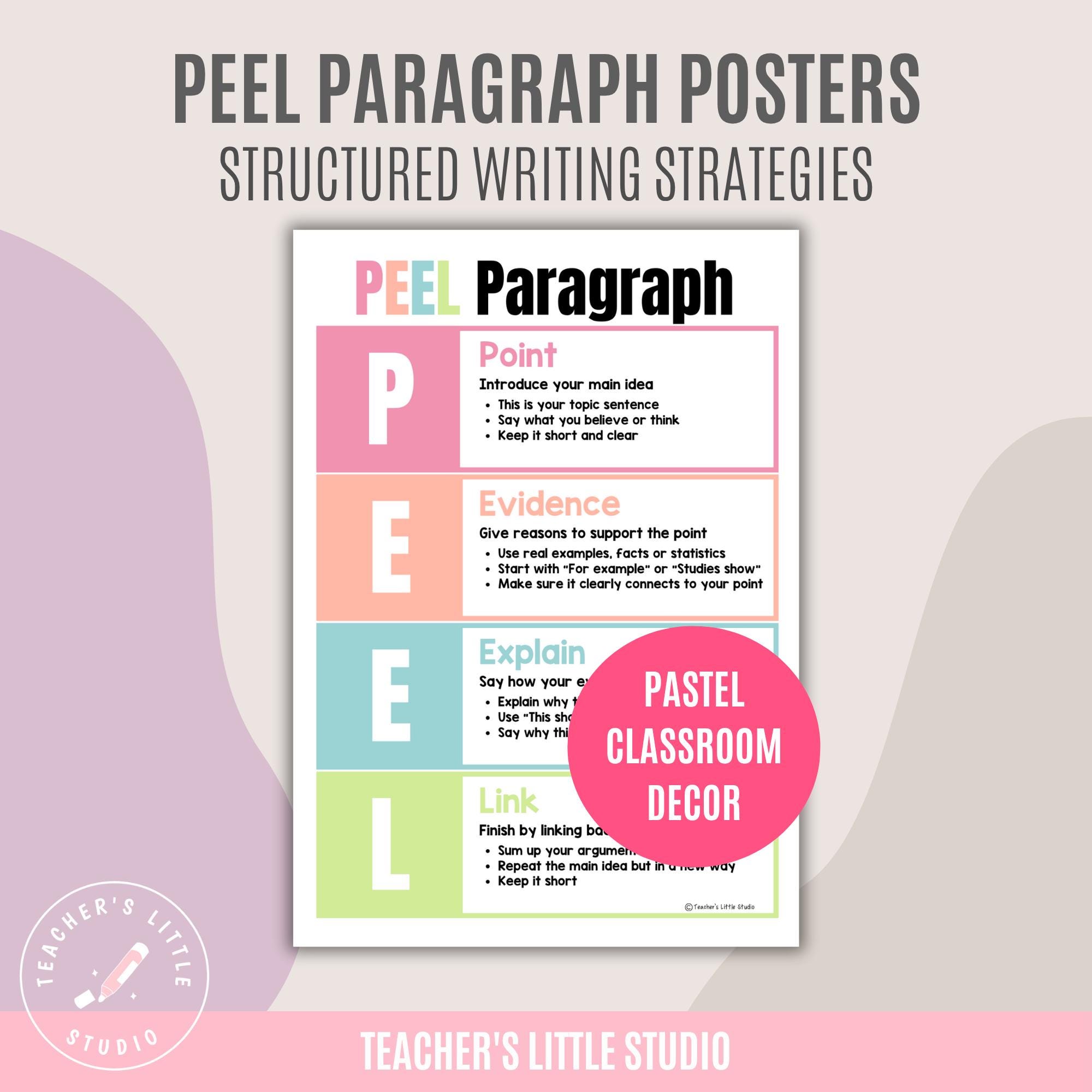 PEEL Paragraph Writing Toolkit | Graphic Organizer | Example Poster ...